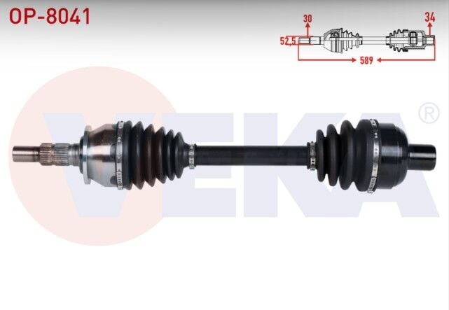 Opel Astra J 1.6 Turbo (A16LET) M-T 2009-2016/ Insignia A (G09) 1.6 CDTi A/T 2013-2017 Komple Aks Sağ Ön Uzunluk 589mm