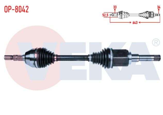 Opel Astra J 1.4 T - 1.6i A-T Uzunluk 643mm 2009-2016 Komple Aks Sol Ön