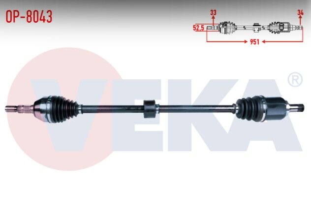 Opel Astra J 1.4 T - 1.6i A-T Uzunluk 951mm 2009-2016 Komple Aks Sağ Ön