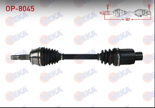 Opel Mokka 1.4 A-T - 1.6 CDTI A-T/M-T 2012- / Chevrolet Trax 1.4 A-T 2012-2014 Komple Aks Sağ Ön Uzunluk 587mm