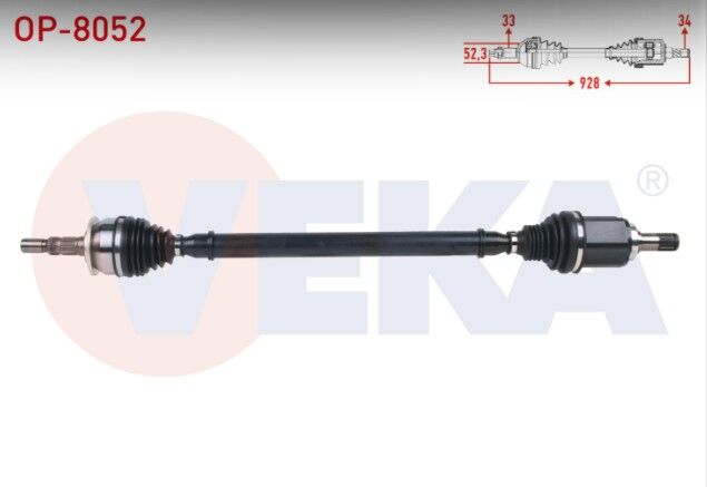 Opel Astra K 1.6 CDTI - 1.6 Turbo A/T 2015- Komple Aks Sağ Uzunluk 928mm