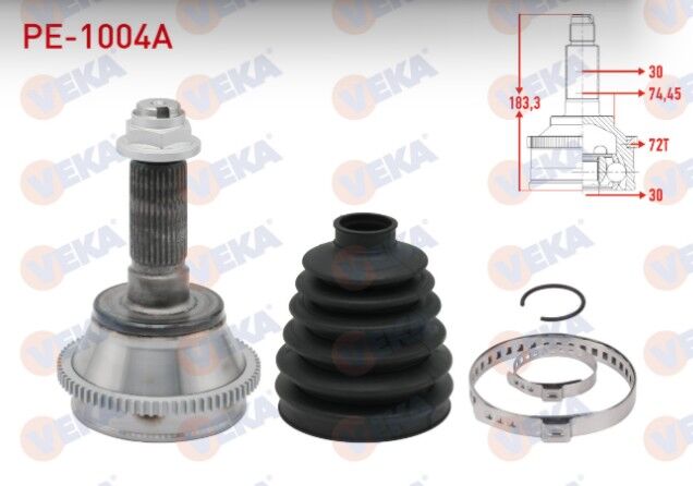 Karsan J10 Premier 2.3 D Absli 72 DIS 30X30X74,5 Uzunluk 183,3 mm 2010- Aks Kafası Sol-Sağ Ön Dış