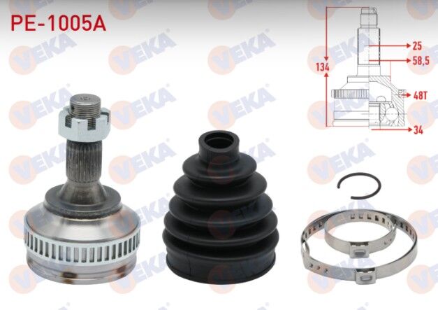 Peugeot Partner 1.6 HDI Absli 48 DIS 25X34X58,5 Uzunluk 134 mm 2008- Aks Kafası Sol-Sağ Ön Dış