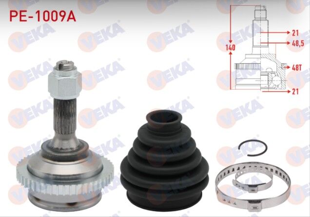 Peugeot 206 (2A/C) 1.4i Absli 48 DIS 21X21X48,5 Uzunluk 140mm 1998-2006 Aks Kafası Sol-Sağ Ön Dış