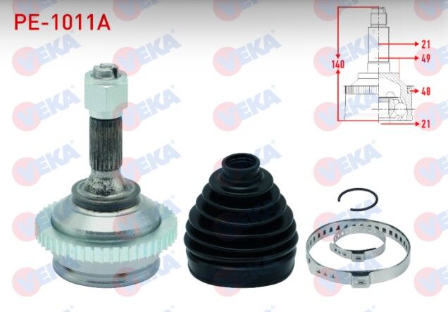 Peugeot 206+ 1.4 HDI Absli 48 DIS 21X21X49 Uzunluk 140 mm 2009- Aks Kafası Sol-Sağ Ön Dış