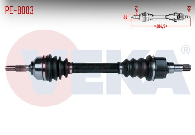 Peugeot 206 (2A/C) 1.6i 16v TU5 Uzunluk 604,5mm 1998-2006 Komple Aks Sol Ön