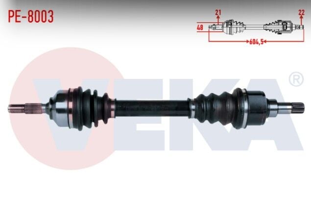 Peugeot 206 (2A/C) 1.6i 16v TU5 Uzunluk 604,5mm 1998-2006 Komple Aks Sol Ön