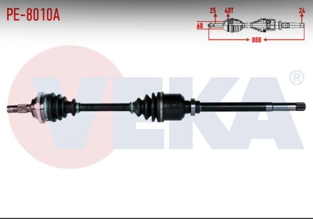 Peugeot 206 (2A/C) 2.0i GTI Absli 48 Dış Uzunluk 888mm 1998-2006 Komple Aks Sağ Ön