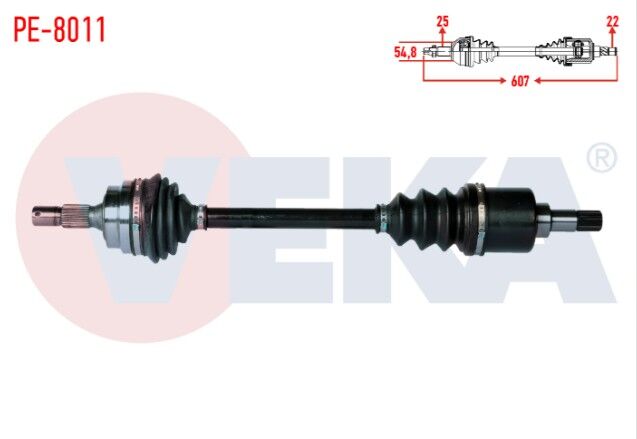 Peugeot 306 (7B,N3,N5) 1.6i Uzunluk 607mm 1993-2002 Komple Aks Sol Ön