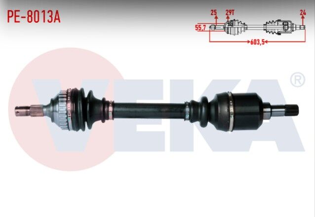 Peugeot 306 (7B,N3,N5) 1.9 D Absli 29 Dış Uzunluk 603,5mm 1993-2002 Komple Aks Sol Ön