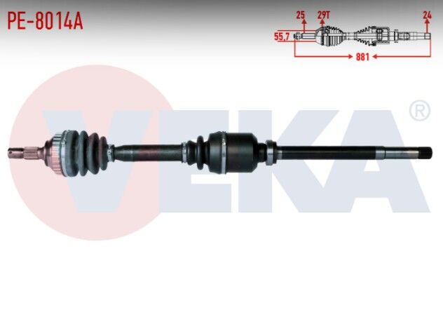 Peugeot 306 (7B,N3,N5) 1.9 D Absli 29 Dış Uzunluk 881mm 1993-2002 Komple Aks Sağ Ön