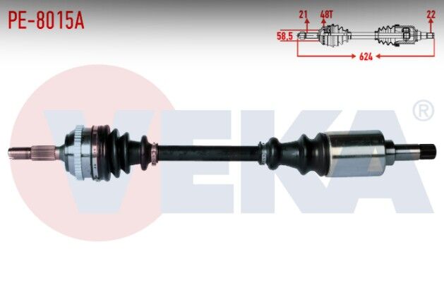 Peugeot 106 II 1.4i Absli 48 Dış Uzunluk 624mm 1996-2002 Komple Aks Sol Ön