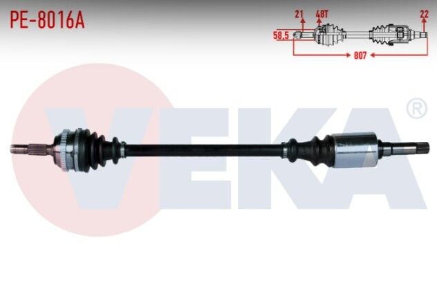 Peugeot 106 II 1.4i Absli 48 Dış Uzunluk 807mm 1996-2002 Komple Aks Sağ Ön