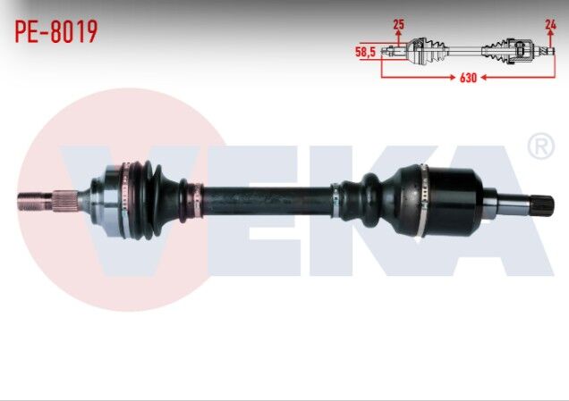 Peugeot 307 (3A/C) 1.4 HDI BE Şanzıman Uzunluk 630mm 2000-2007 Komple Aks Sol Ön
