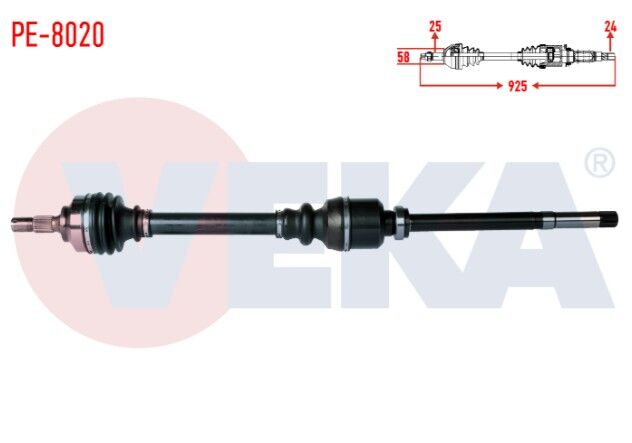 Peugeot Partner Tepee 1.6 HDI 2008- / Peugeot 307 1.4 HDI - 1.6 HDI - 2.0 HDI / 3008, 5008 1.6 / Berlingo 1.6 - 1.6 HDI / C4 I, C4 II 1.6 - 1.6 HDI / DS4 1.6 HDI Komple Aks Sağ Ön Uzunluk 925mm