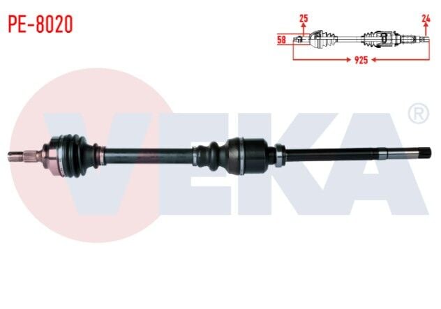 Peugeot Partner Tepee 1.6 HDI 2008- / Peugeot 307 1.4 HDI - 1.6 HDI - 2.0 HDI / 3008, 5008 1.6 / Berlingo 1.6 - 1.6 HDI / C4 I, C4 II 1.6 - 1.6 HDI / DS4 1.6 HDI Komple Aks Sağ Ön Uzunluk 925mm