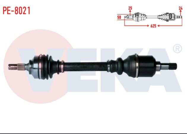 Peugeot Partner Tepee 1.6 HDI Uzunluk 625mm 2008- Komple Aks Sol Ön
