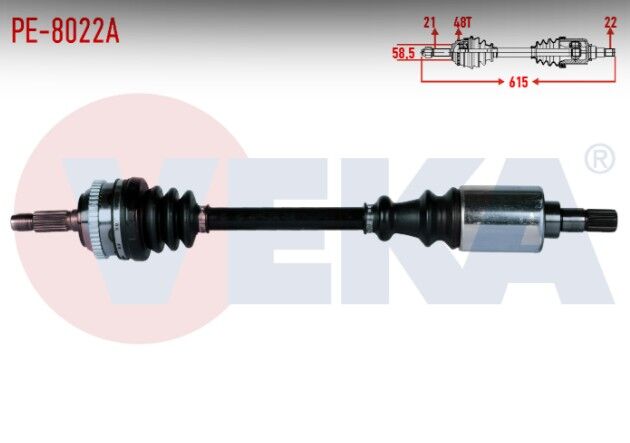 Peugeot 106 II 1.6i GTI Absli 48 Dış Uzunluk 615mm 1996-2002 Komple Aks Sol Ön