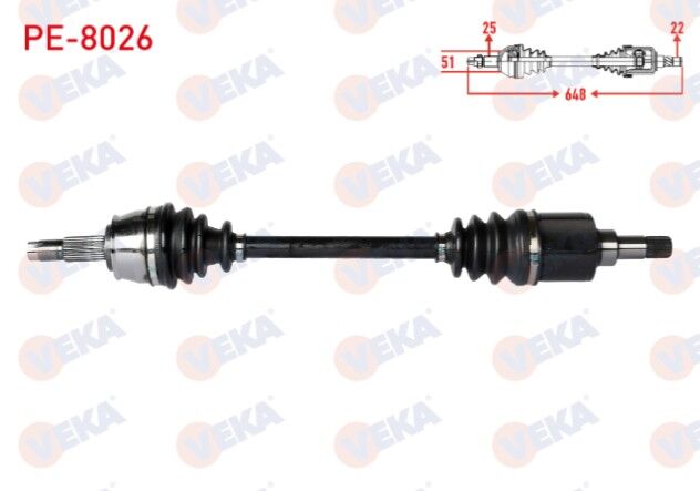 Peugeot Bipper (AA) 1.4 HDI Uzunluk 648mm 2008- Komple Aks Sol Ön