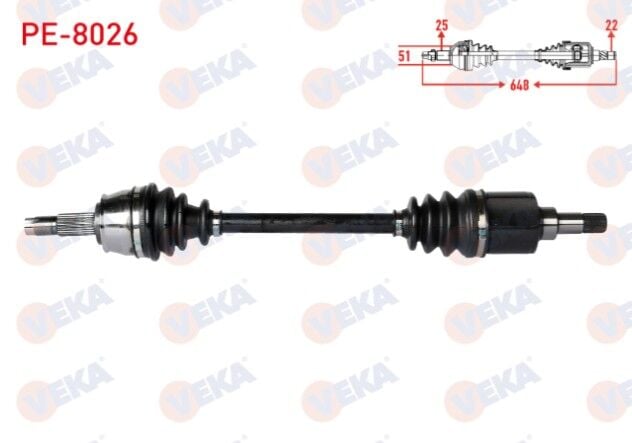 Peugeot Bipper (AA) 1.4 HDI Uzunluk 648mm 2008- Komple Aks Sol Ön