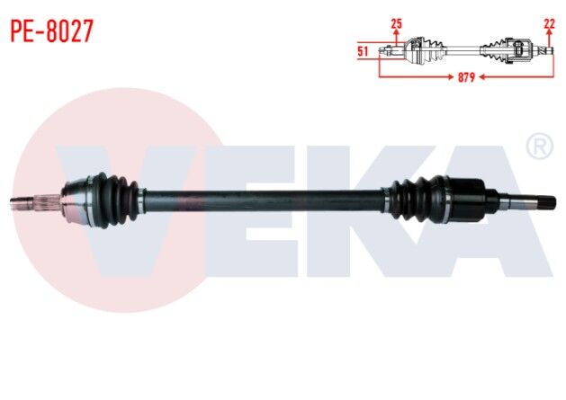 Peugeot Bipper (AA) 1.4 HDI Uzunluk 879mm 2008- Komple Aks Sağ Ön