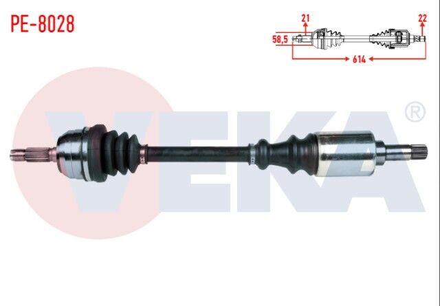 Peugeot 106 I (1A,1C) 1.4 Uzunluk 614mm 1991-1996 Komple Aks Sol Ön