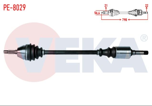 Peugeot 106 I (1A,1C) 1.4 Uzunluk 798mm 1991-1996 Komple Aks Sağ Ön