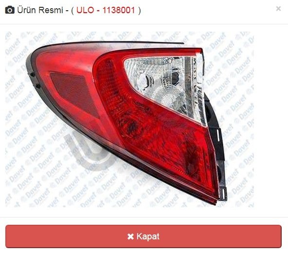 Toyota C-HR 17-19 Dış Stop Lambası ULO1138001-1138002 Orjinal