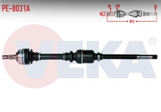 Peugeot Partner (5,5F) 2.0 HDI Absli 29 Dış Uzunluk 871mm 1996-2008 Komple Aks Sağ Ön