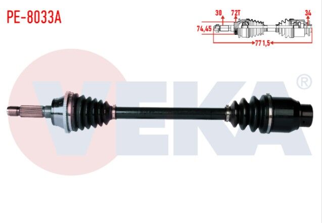 Karsan J10 2.3 D Absli 72 Dış Uzunluk 771,5mm 2010- Komple Aks Sağ Ön