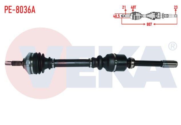 Peugeot 206 1.4i 16v A-T (SNZ.AL4 23 DIS) 1998-2006 Komple Aks Sağ Ön Absli 48 Dış Uzunluk 807mm