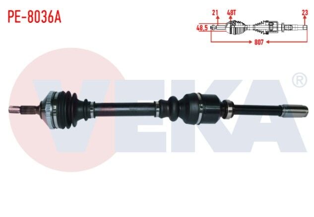 Peugeot 206 1.4i 16v A-T (SNZ.AL4 23 DIS) 1998-2006 Komple Aks Sağ Ön Absli 48 Dış Uzunluk 807mm