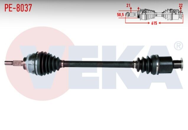 Peugeot 106 I 1.4 Uzunluk 615mm 1991-1996 Komple Aks Sol Ön
