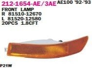 TOYOTA	COROLLA AE100/AE101 TAMPON SİNYALİ SAĞ 93-97 BENZIN