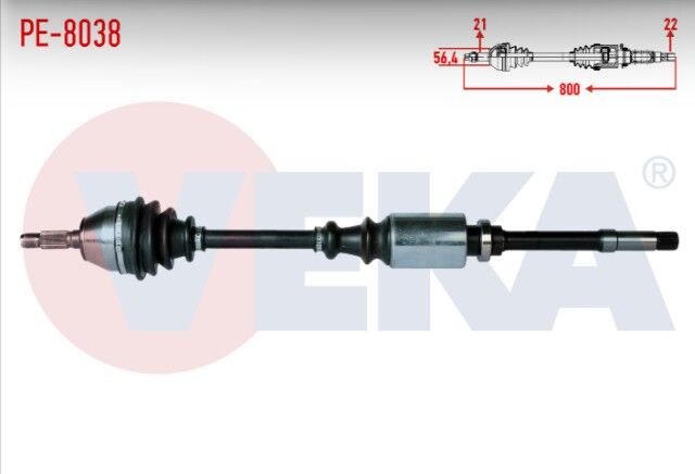 Peugeot 106 I 1.4 Uzunluk 800mm 1991-1996 Komple Aks Sağ Ön