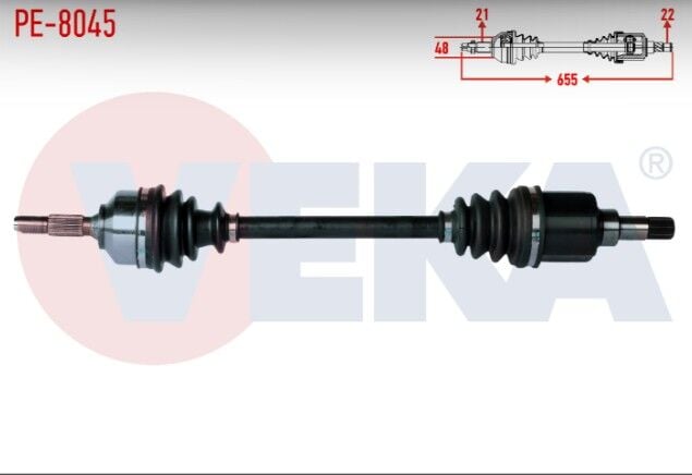 Peugeot 207 (WA,WC) 1.4i MA Şanzıman M-T Uzunluk 655mm 2006-2012 Komple Aks Sol Ön