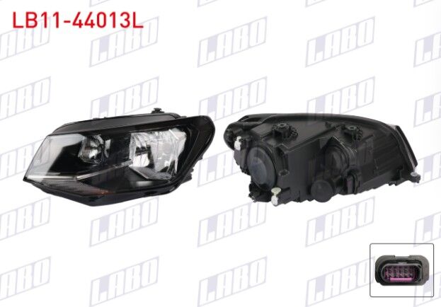 Volkswagen Caddy 2016-2020 Far Sol (Siyah Çerçeveli)