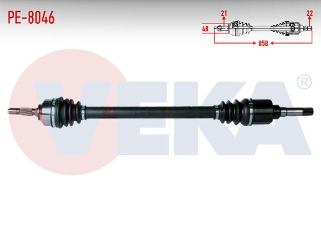 Peugeot 207 (WA,WC) 1.4i MA Şanzıman M-T Uzunluk 858mm 2006-2012 Komple Aks Sağ Ön