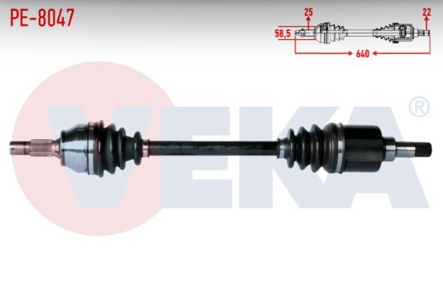Peugeot 207 (WA,WC) 1.4 HDI MA Şanzıman M-T Uzunluk 640mm 2006-2012 Komple Aks Sol Ön