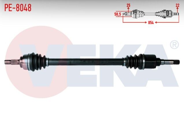 Peugeot 207 (WA,WC) 1.4 HDI MA Şanzıman M-T Uzunluk 854mm 2006-2012 Komple Aks Sağ Ön