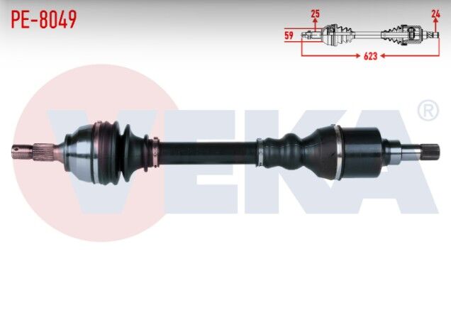 Peugeot 207 (WA,WC) 1.6 HDI MC Şanzıman M-T Uzunluk 623mm 2006-2012 Komple Aks Sol Ön
