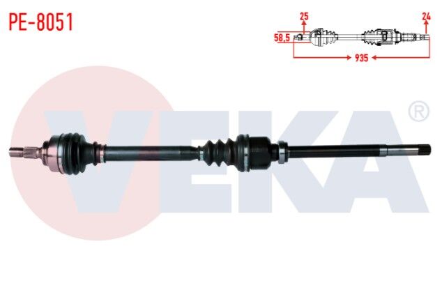 Peugeot 308 (4A,4C) 1.6 THP MC Şanzıman M-T Uzunluk 935mm 2007-2013 Komple Aks Sağ Ön