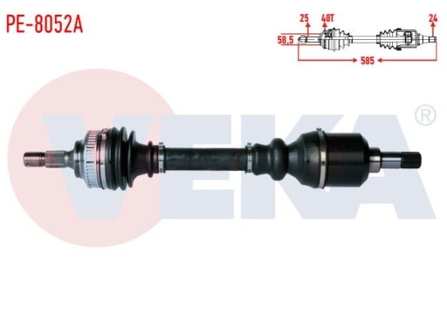 Peugeot Partner (Orta Kasa) 1.6 HDI Absli 48 Dış Uzunluk 585mm 2003-2008 Komple Aks Sol Ön