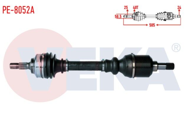 Peugeot Partner (Orta Kasa) 1.6 HDI Absli 48 Dış Uzunluk 585mm 2003-2008 Komple Aks Sol Ön