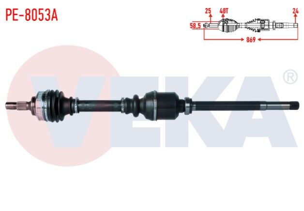 Peugeot Partner (Orta Kasa) 1.6 HDI Absli 48 Dış Uzunluk 869mm 2003-2008 Komple Aks Sağ Ön