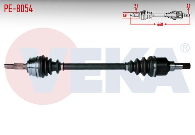 Peugeot 301 1.2 VTI M-T Uzunluk 668mm 2012- Komple Aks Sol Ön