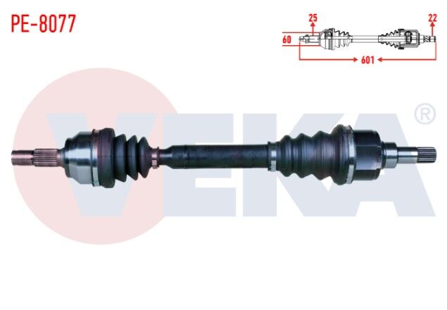 Peugeot 206 (2A/C) 1.6i 16v M-T Uzunluk 601mm 1998-2006 Komple Aks Sol Ön