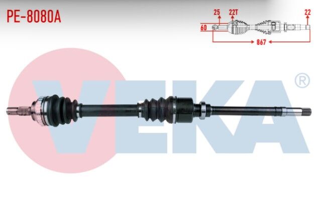Peugeot Partner (5,5F) 1.4i Absli 29 Dış Uzunluk 867mm 1996-2008 Komple Aks Sağ Ön