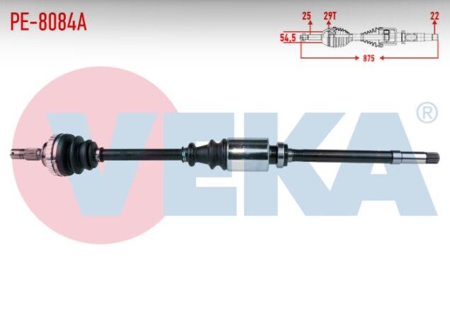 Peugeot 306 (7B,N3,N5) 1.4i Absli 29 Dış Uzunluk 875mm 1993-2002 Komple Aks Sağ Ön
