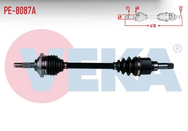 Peugeot 206+ 1.4 HDI Absli 48 Dış Uzunluk 610 mm 2009- Komple Aks Sol Ön